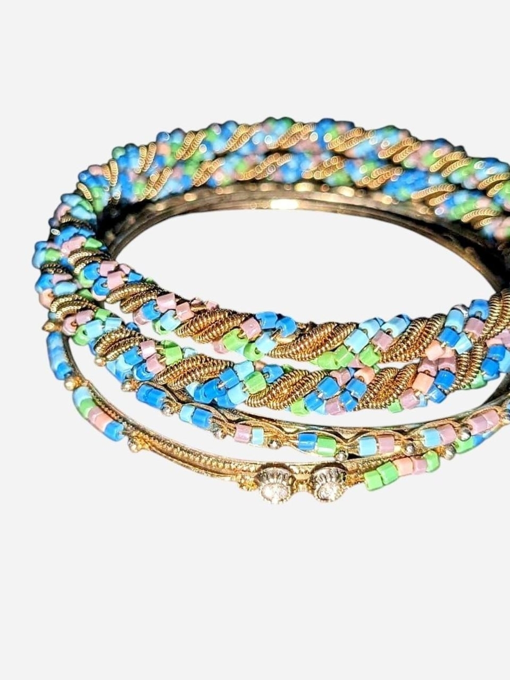 Multicolor Beaded Hoop Necklace and Bracelet Set